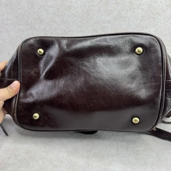 Patricia Nash Bag Womens Medium Dark Brown Suede Bucket Drawstring Fringe - Picture 5 of 16